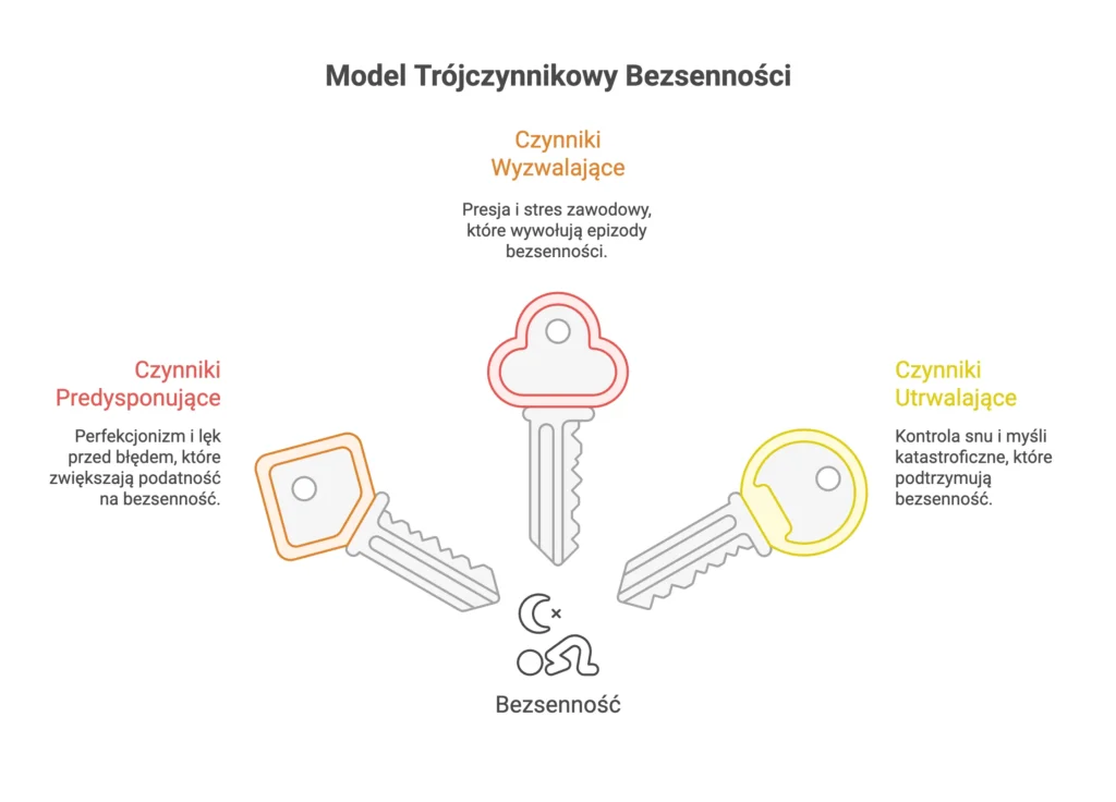 grafika przedstawiająca model trójczynnikowy bezsenności