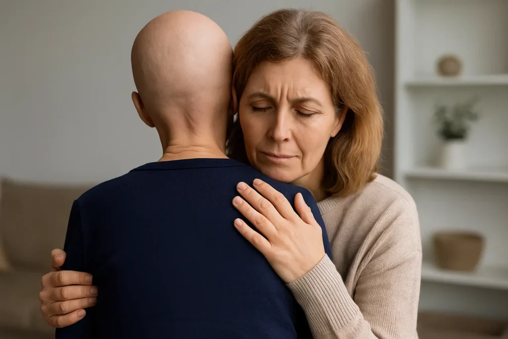 dwie osoby przytulające się wspierająco