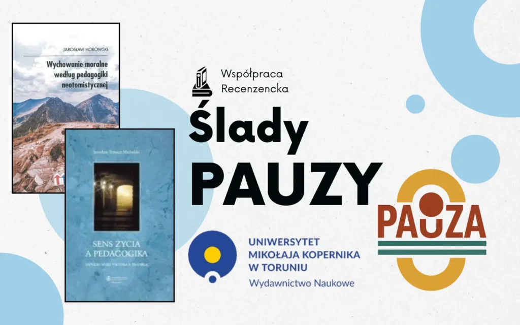 okładki recenzowanych książek, obok napis ślady pauzy